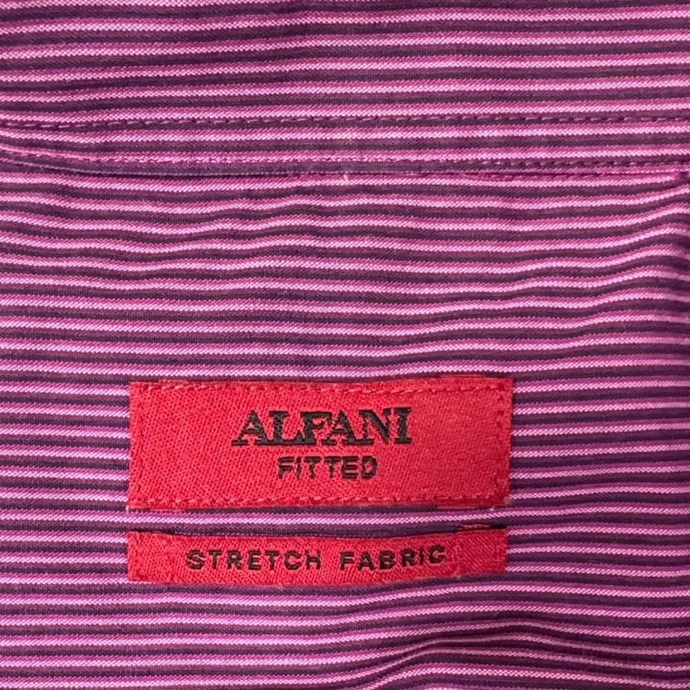 Alfani Men's Purple Pinstripe Dress Shirt A-2 - Picture 5 of 6
